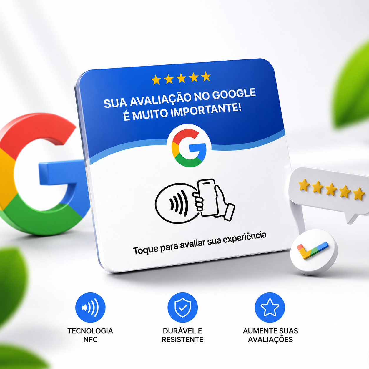 Plaquinha inteligente NFC para avaliações no Google